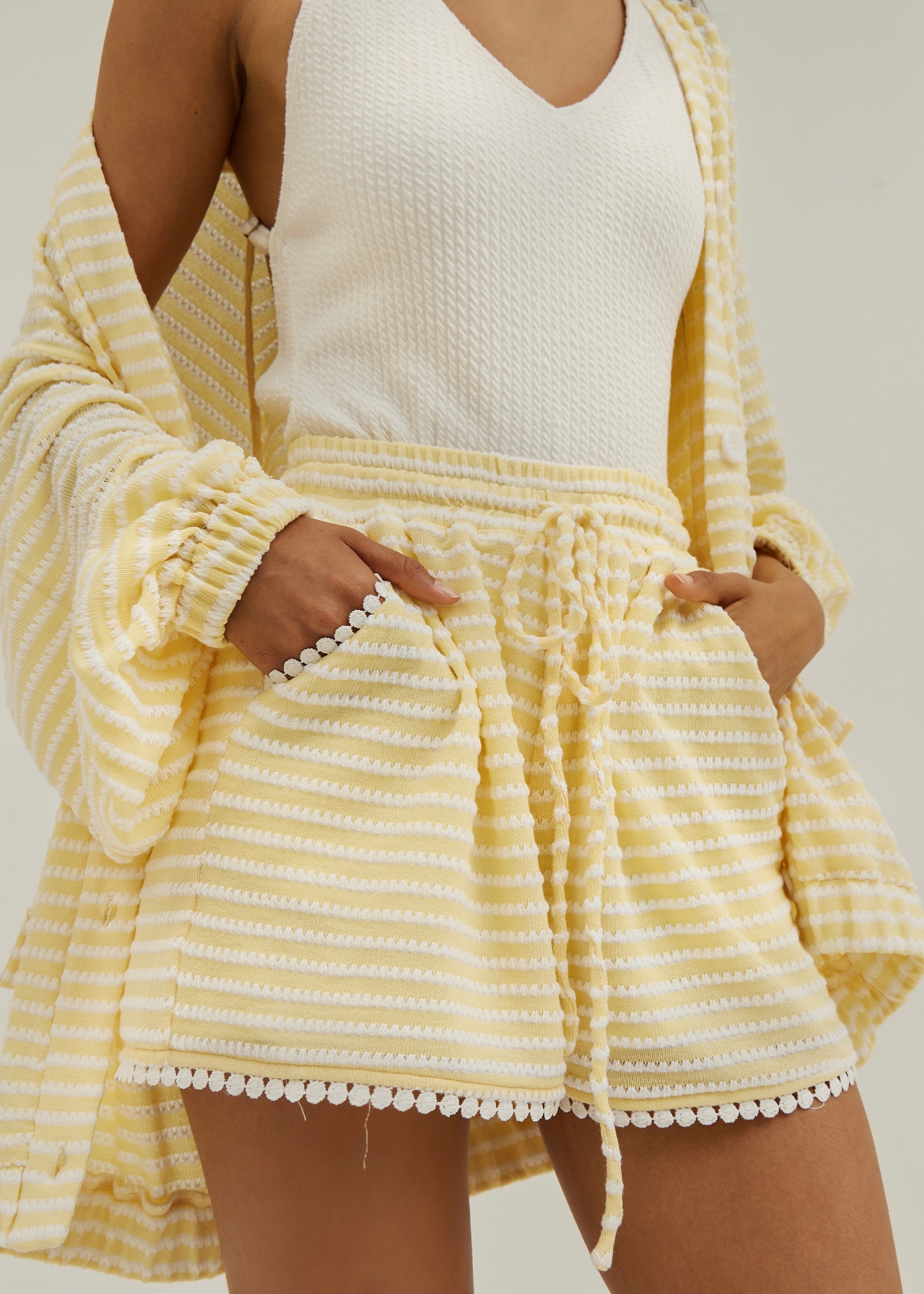 Coco Striped Knit Shorts | Lemonade