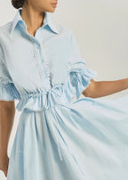 Layley Tie Waist Trim Shirt | Pastel Blue
