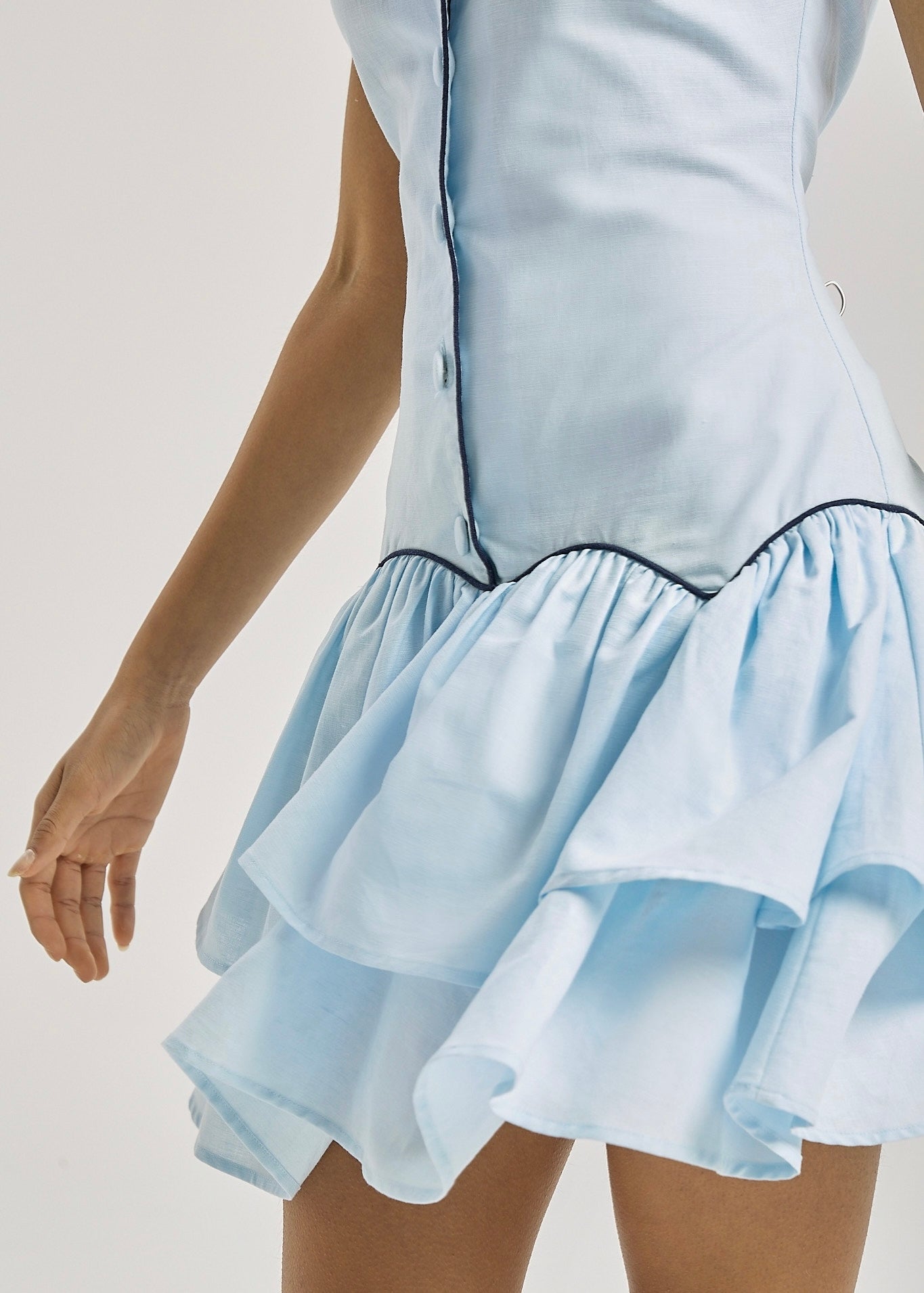 Ashley Button Up Day Dress | Pastel Blue