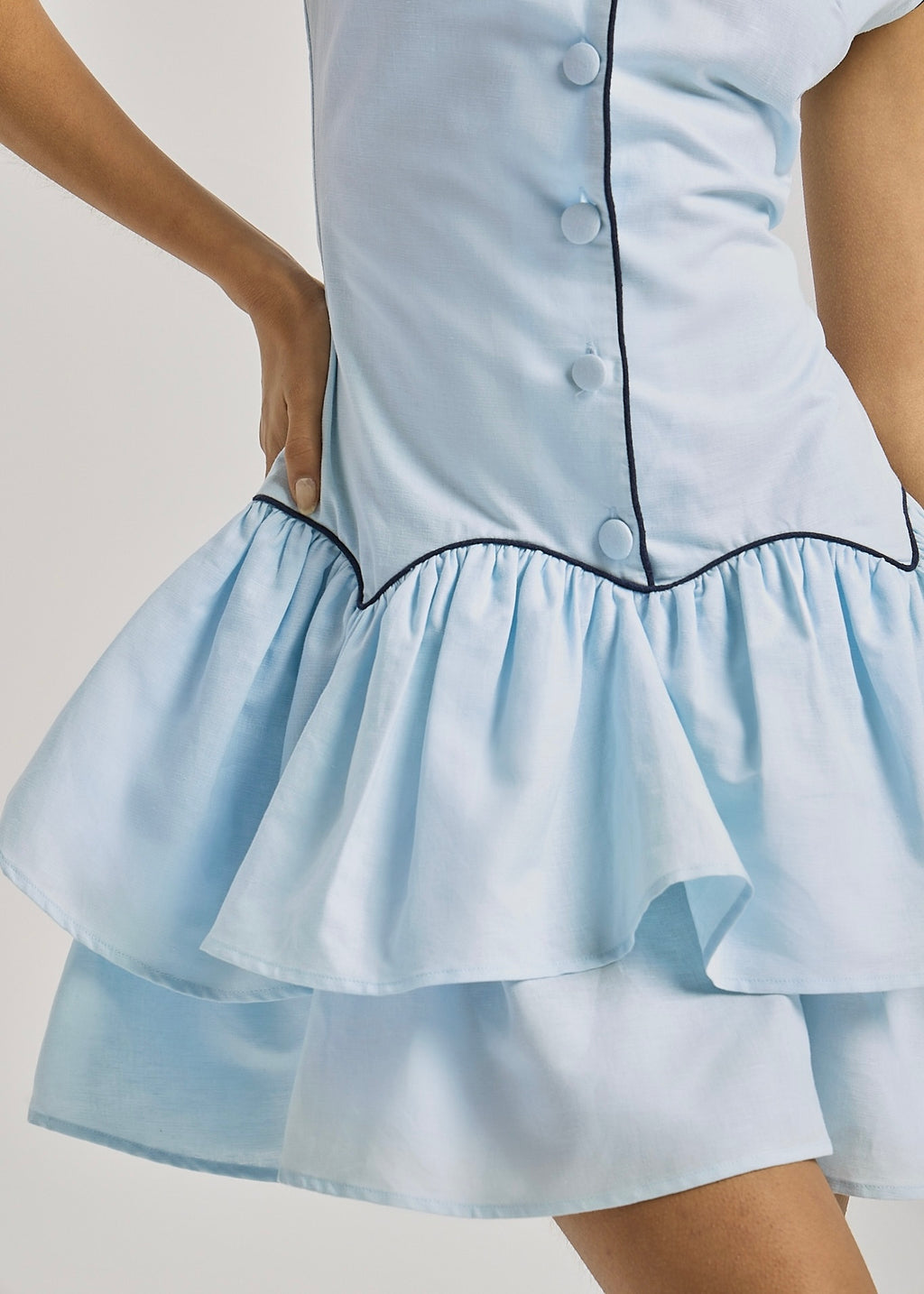 Ashley Button Up Day Dress | Pastel Blue
