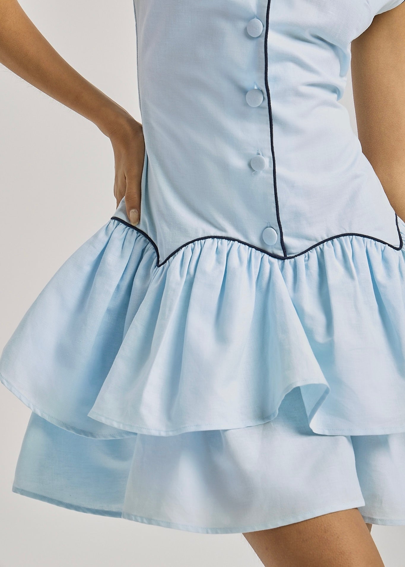 Ashley Button Up Day Dress | Pastel Blue