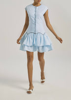 Ashley Button Up Day Dress | Pastel Blue