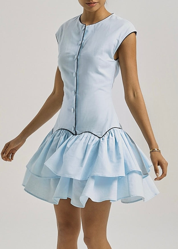 Ashley Button Up Day Dress | Pastel Blue
