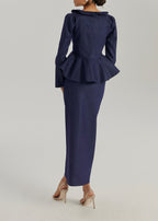 Lucia Pearl Button Denim Skirt | Denim Blue