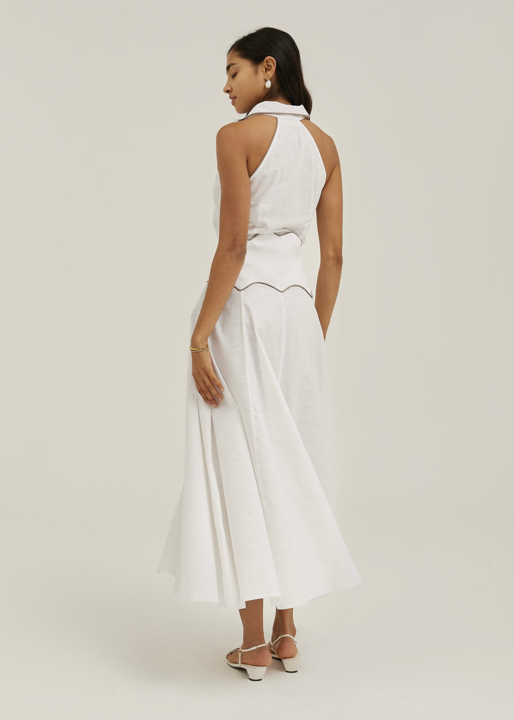 Kalila Contrast Icon Dress | White/Taupe