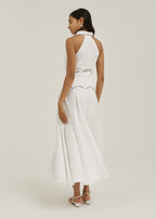 Kalila Contrast Icon Dress | White/Taupe