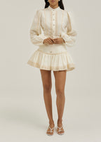 Zaina Linen & Crochet Skort | Cream