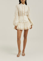 Zaina Linen & Crochet Skort | Cream