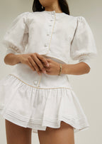Laney Skort With Beige Piping | White/Sand