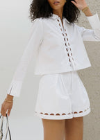Gloria Cut Away Detail Cotton Shorts | White