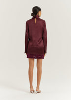 Hayley High Neck Minimal Blouse | Burgundy