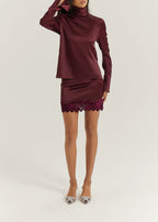 Hayley High Neck Minimal Blouse | Burgundy