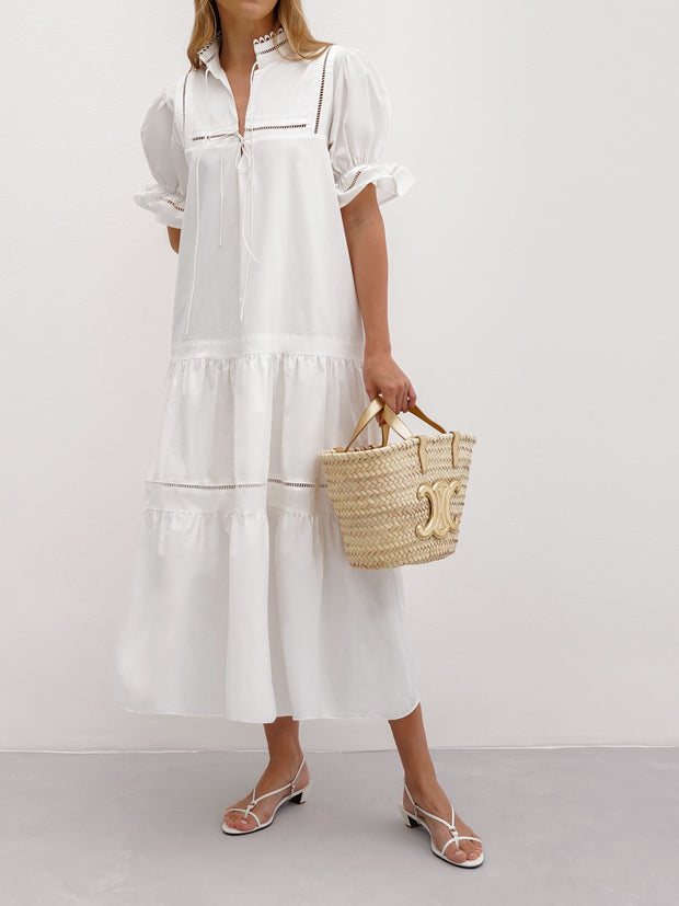 Valetta Loop Detail Dress | White