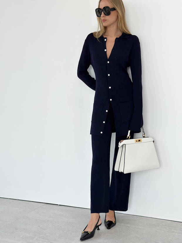Navy Blue Knitted Trousers