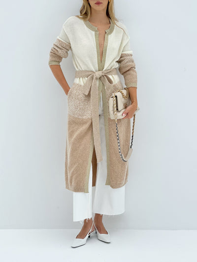 Chunky knit belted Maxi Cardigan