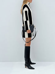 Carole Contrast Colour Block Sweater Tunic | Black & Beige