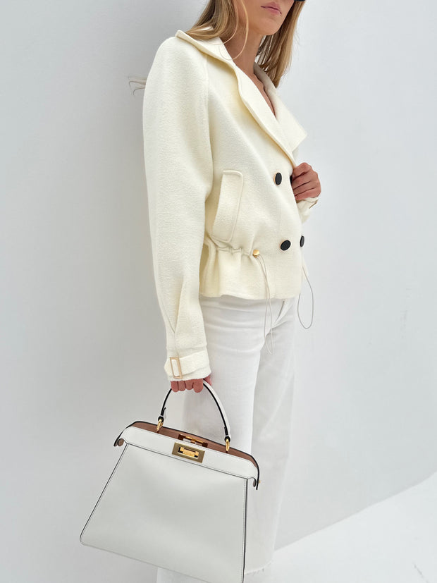 Andrea Plush Knit Drawcord Jacket | Ivory