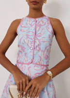 Patriza Printed Dream Top | Pastel Blue Mix