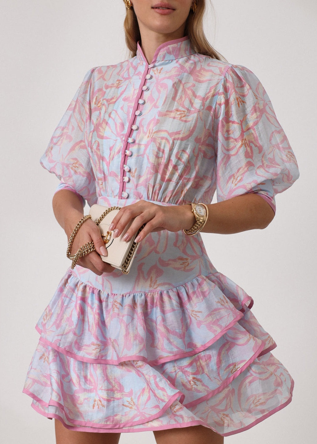Patriza Tiered Frill Dress | Pastel Mix