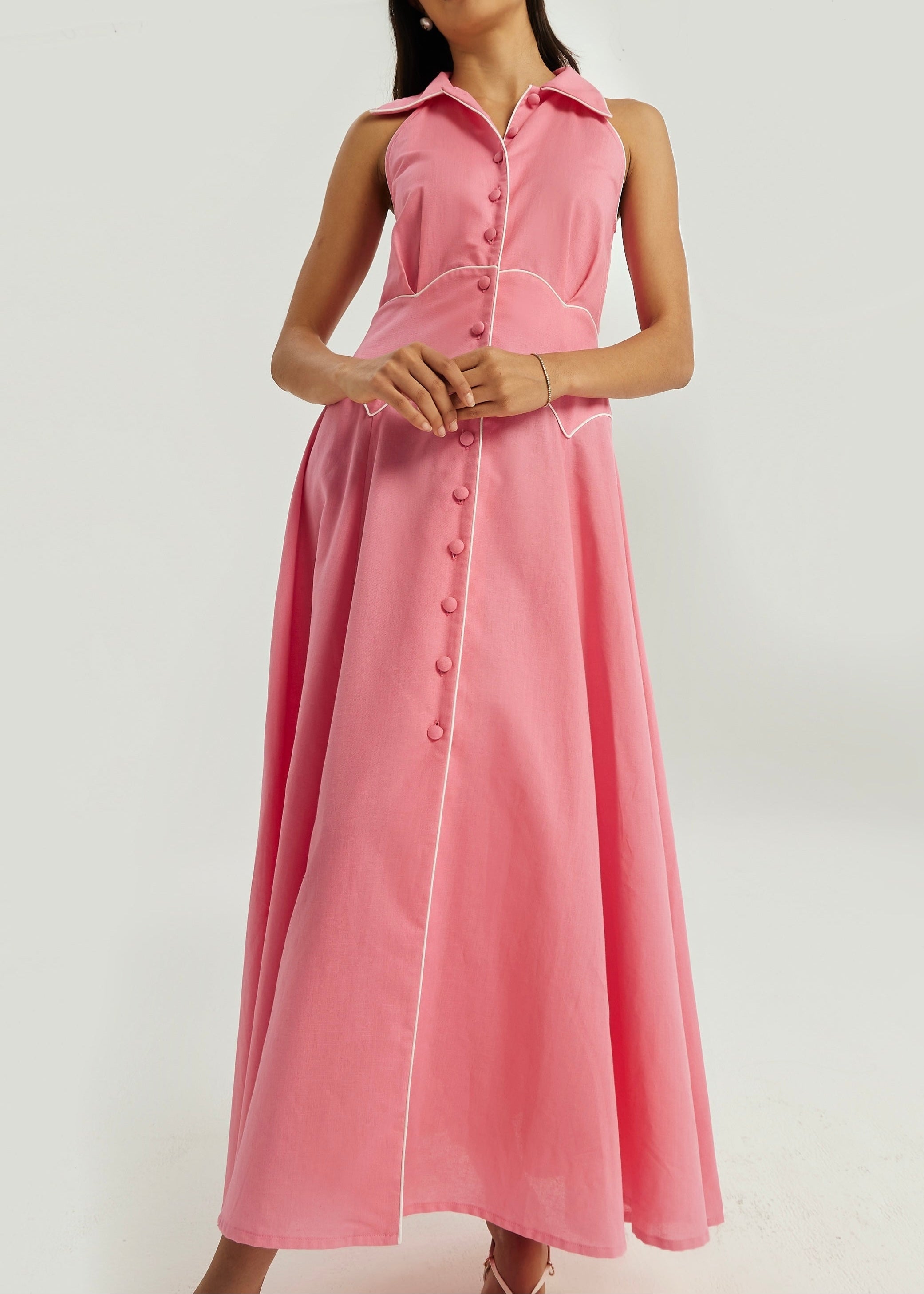 Kalila Contrast Icon Dress | Pink