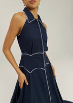Kalila Contrast Icon Dress | Navy/White
