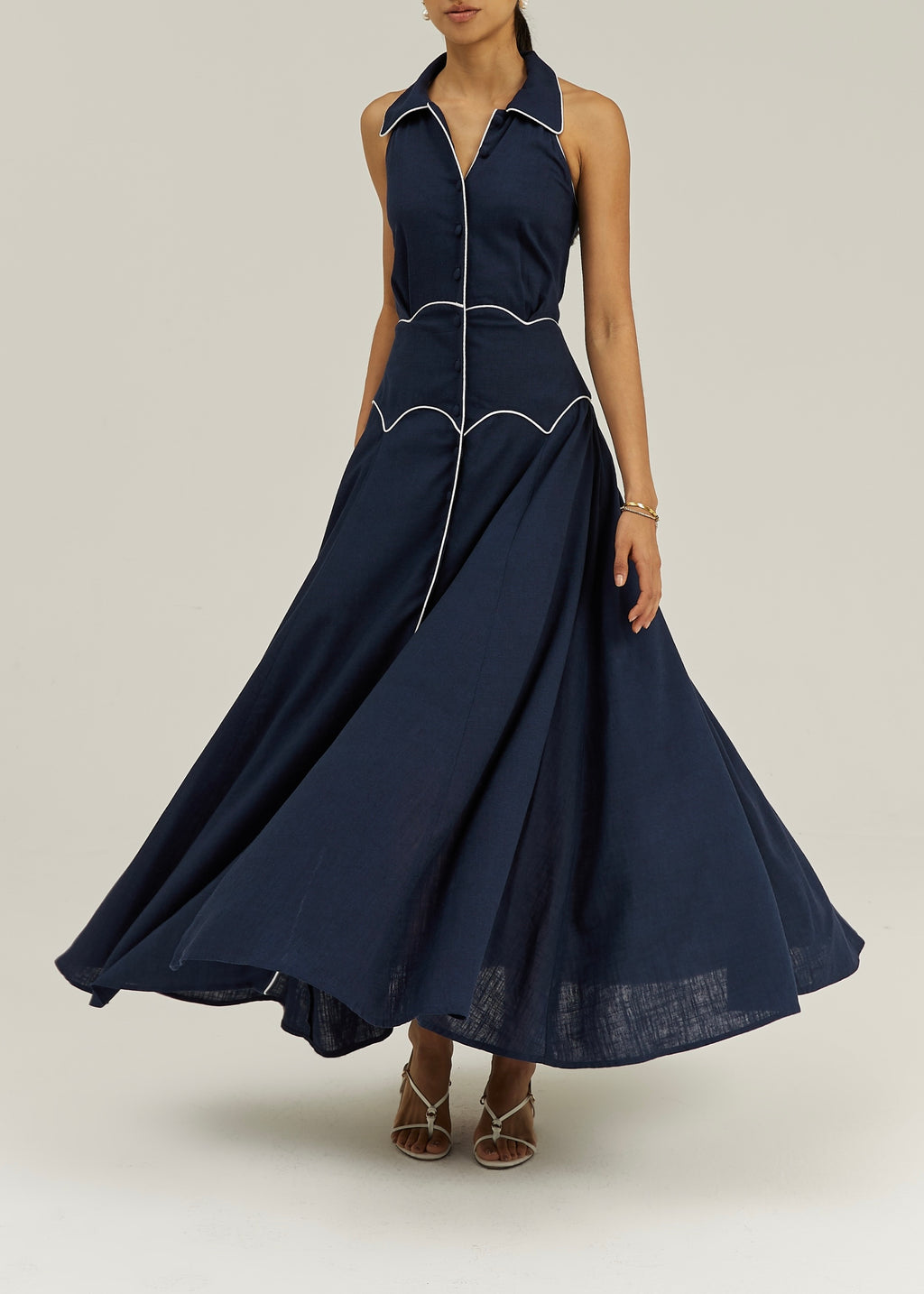 Kalila Contrast Icon Dress | Navy/White