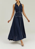 Kalila Contrast Icon Dress | Navy/White