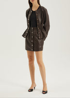 Karly Pearl Button Cinch Jacket | Dark Brown