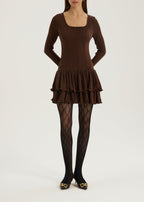 Karolina Jersey Ruffle & Frill Elevate Dress | Chocolate