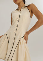 Kassia Contrast Trim Icon Dress | Beige/Black