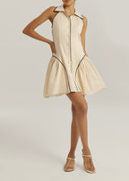 Kassia Contrast Trim Icon Dress | Beige/Black