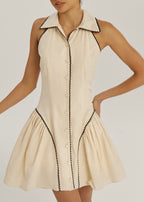 Kassia Contrast Trim Icon Dress | Beige/Black