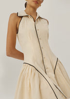 Kassia Contrast Trim Icon Dress | Beige/Black