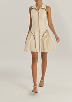 Kassia Contrast Trim Icon Dress | Beige/Black