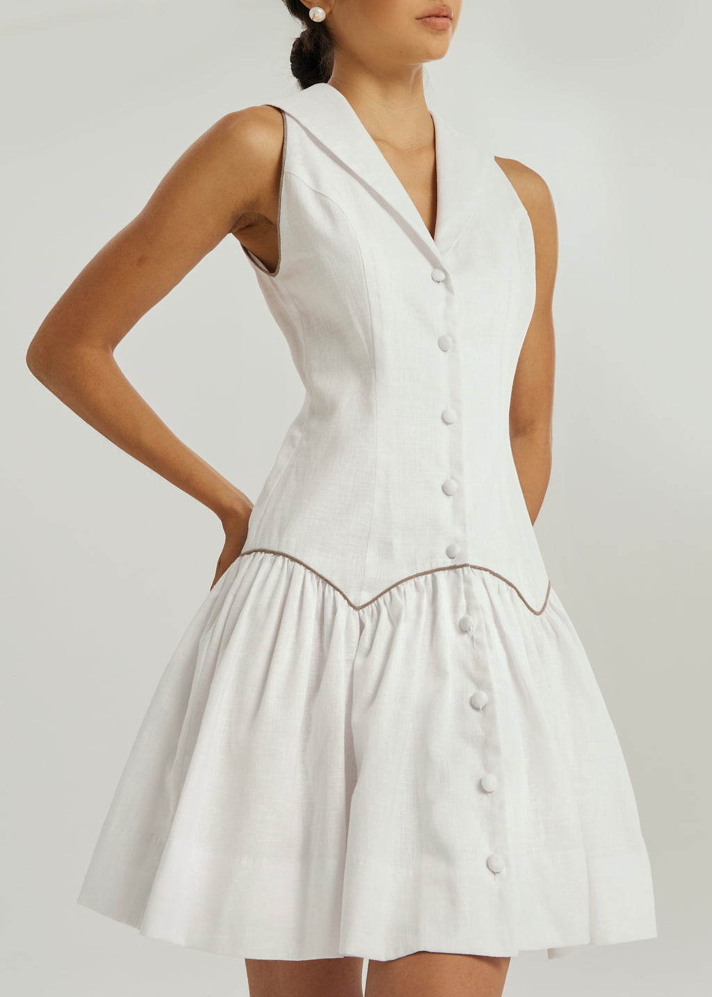 Kassia Contrast Trim Icon Dress | White