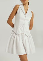 Kassia Contrast Trim Icon Dress | White