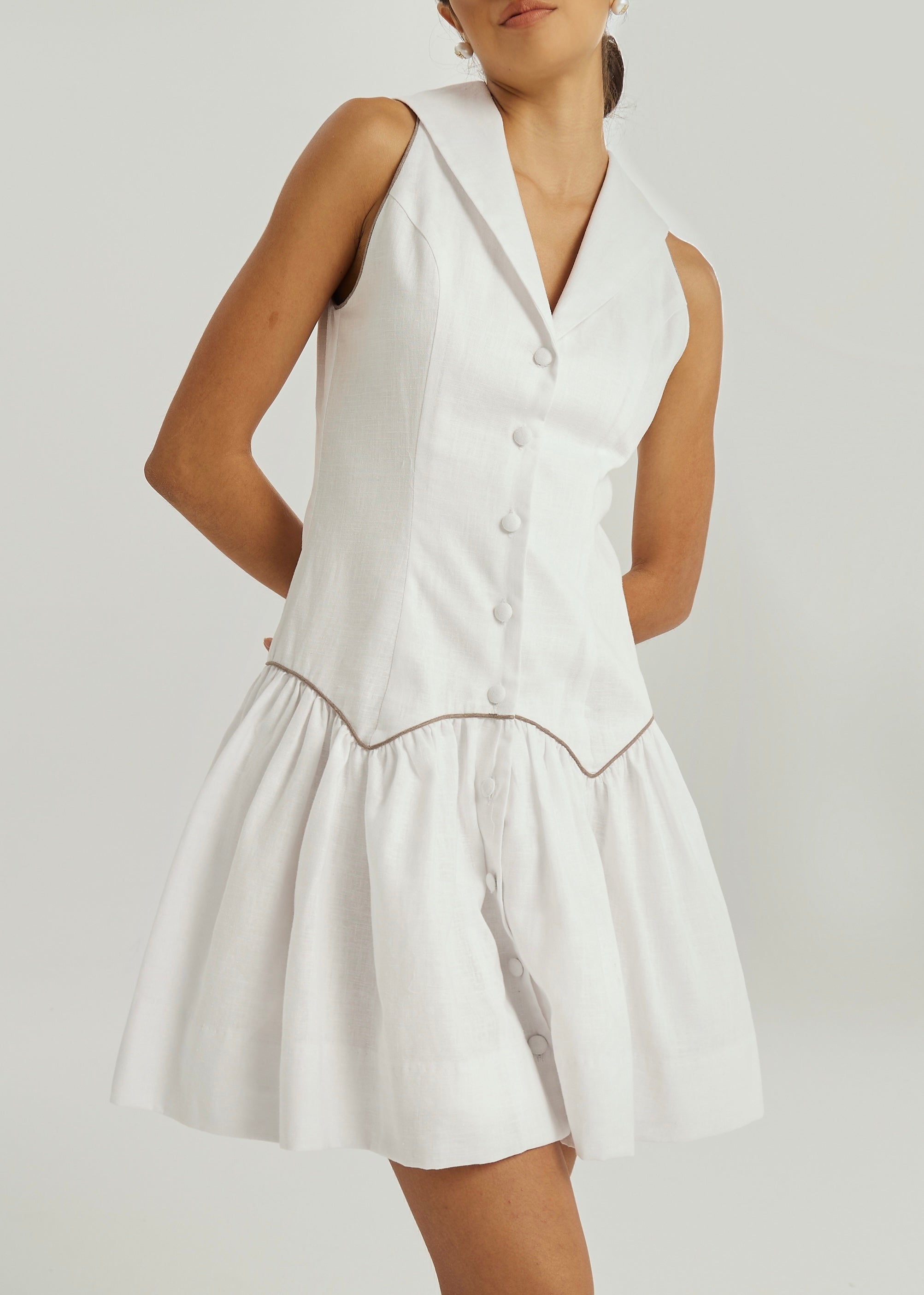 Kassia Contrast Trim Icon Dress | White
