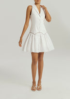 Kassia Contrast Trim Icon Dress | White