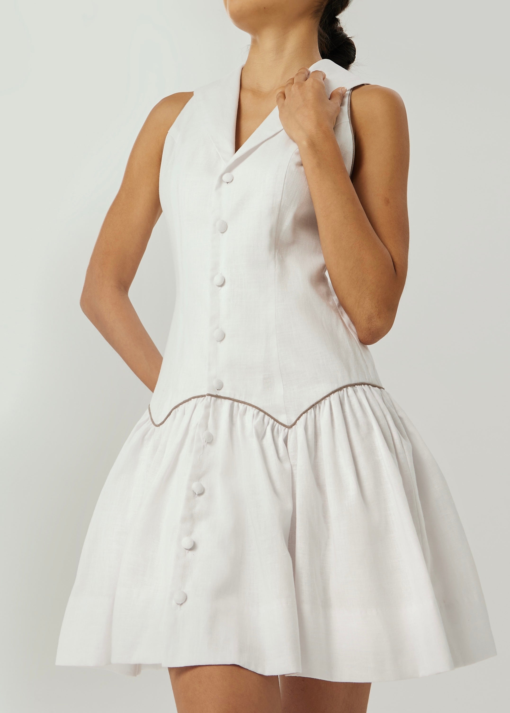 Kassia Contrast Trim Icon Dress | White