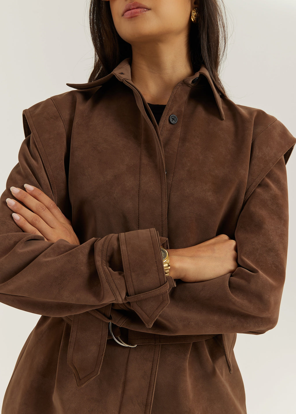 Kyle Faux Suede Shirt Jacket | Cocoa
