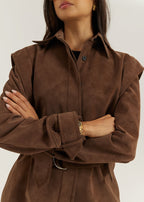 Kyle Faux Suede Shirt Jacket | Cocoa