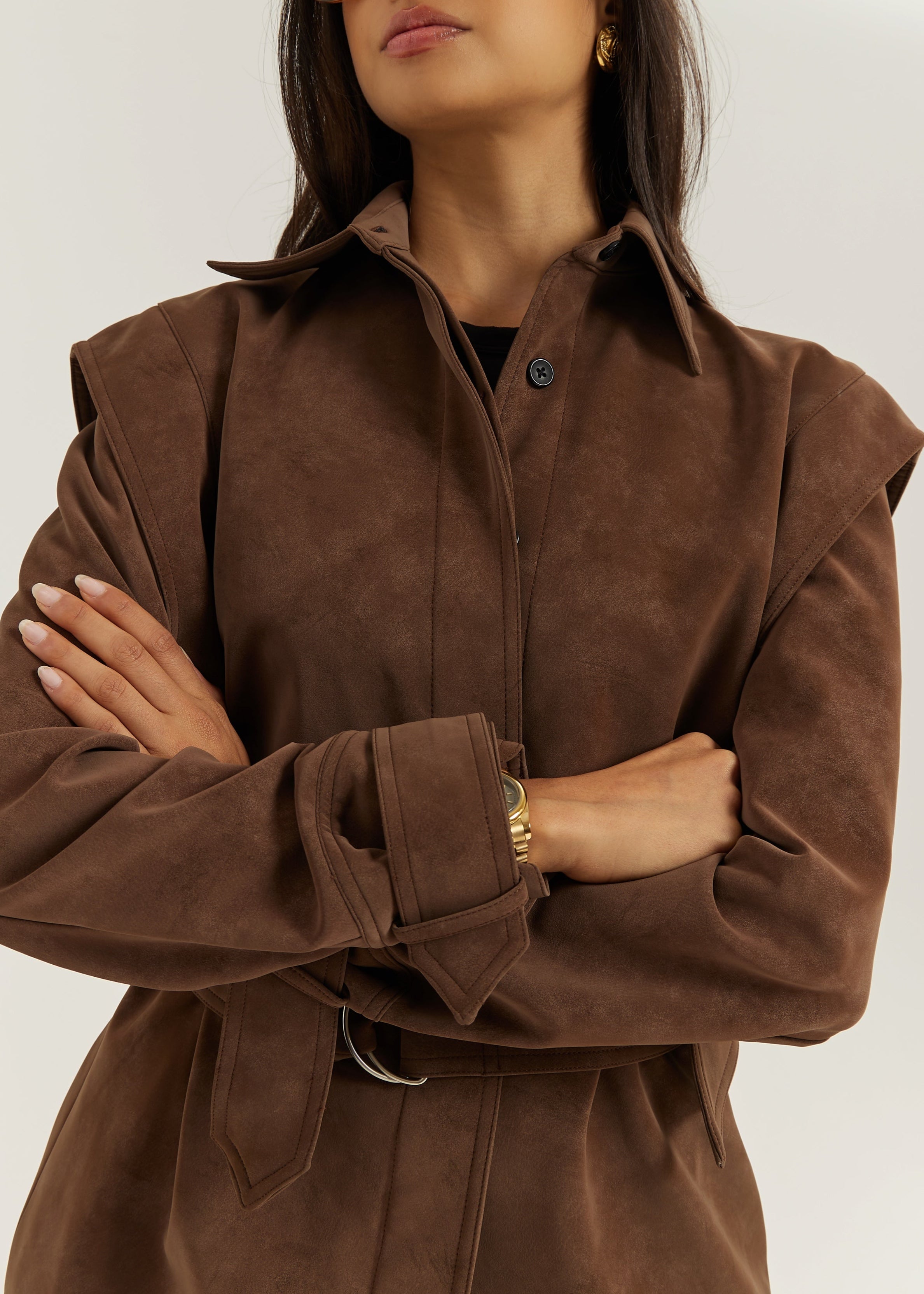 Kyle Faux Suede Shirt Jacket | Cocoa