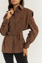Kyle Faux Suede Shirt Jacket | Cocoa
