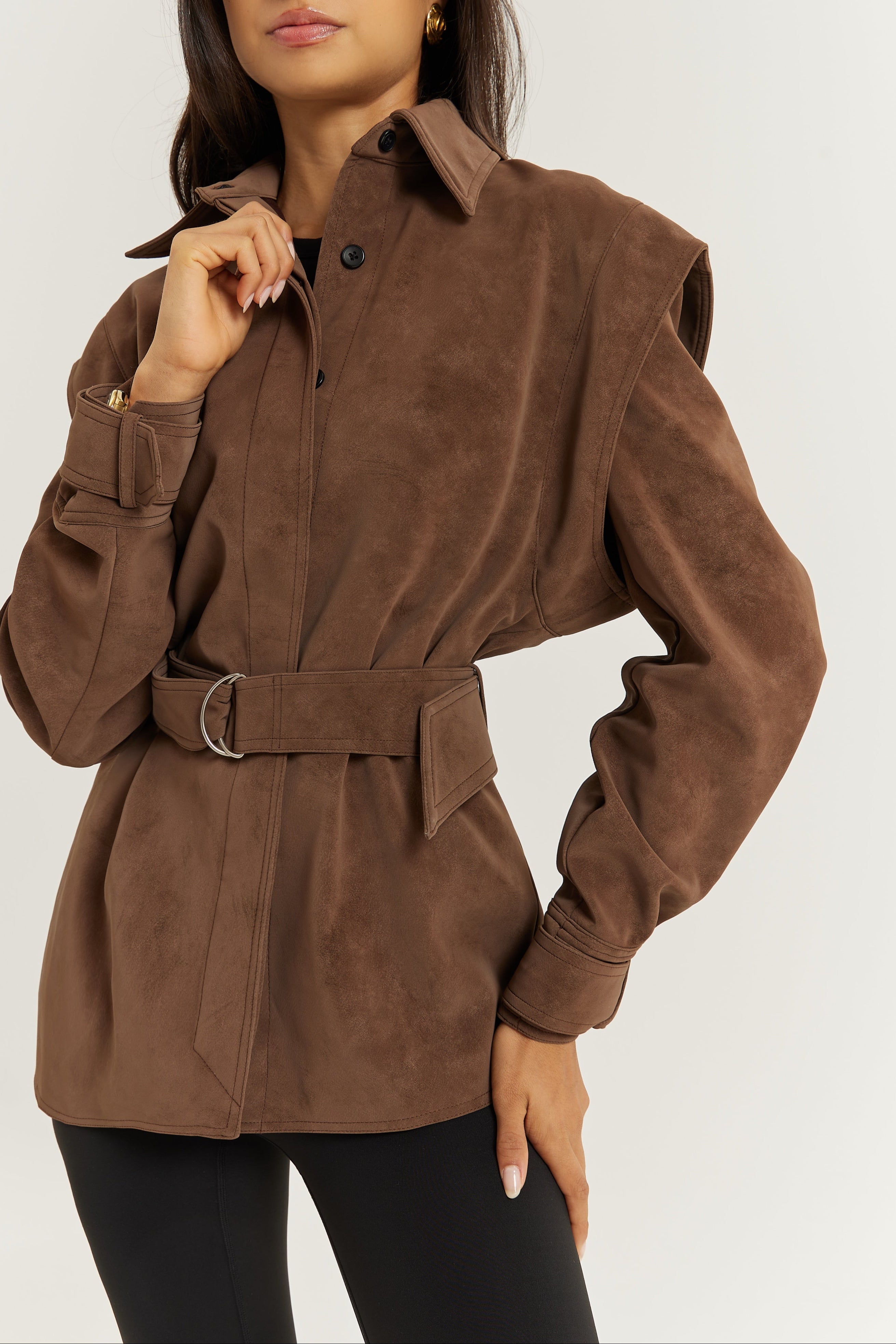 Kyle Faux Suede Shirt Jacket | Cocoa