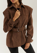Kyle Faux Suede Shirt Jacket | Cocoa