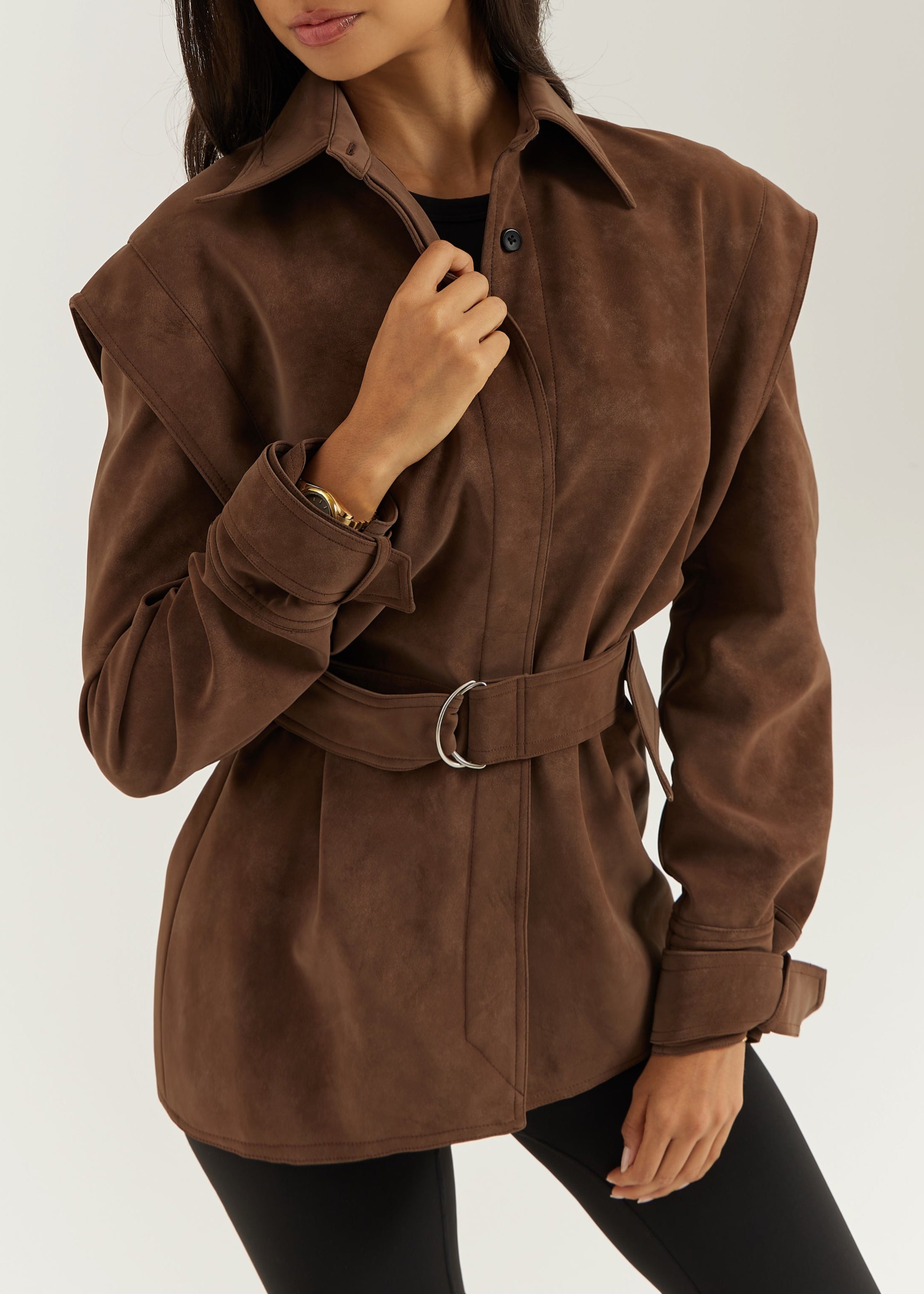 Kyle Faux Suede Shirt Jacket | Cocoa