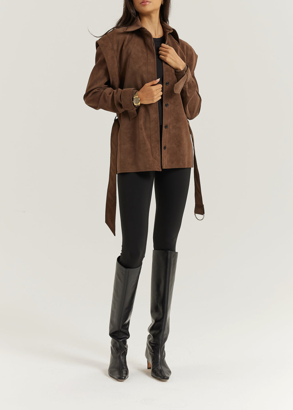 Kyle Faux Suede Shirt Jacket | Cocoa