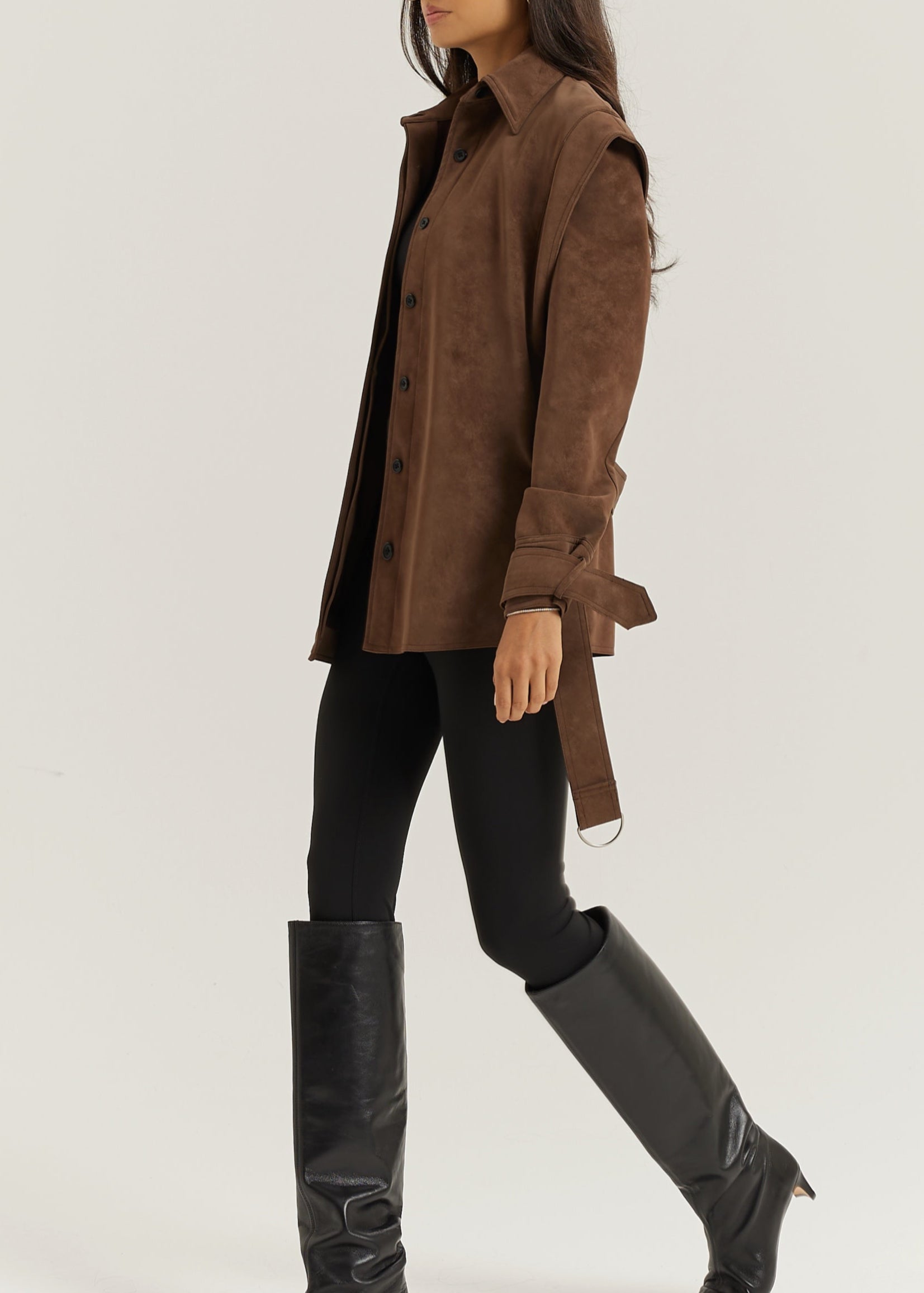 Kyle Faux Suede Shirt Jacket | Cocoa