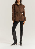 Kyle Faux Suede Shirt Jacket | Cocoa