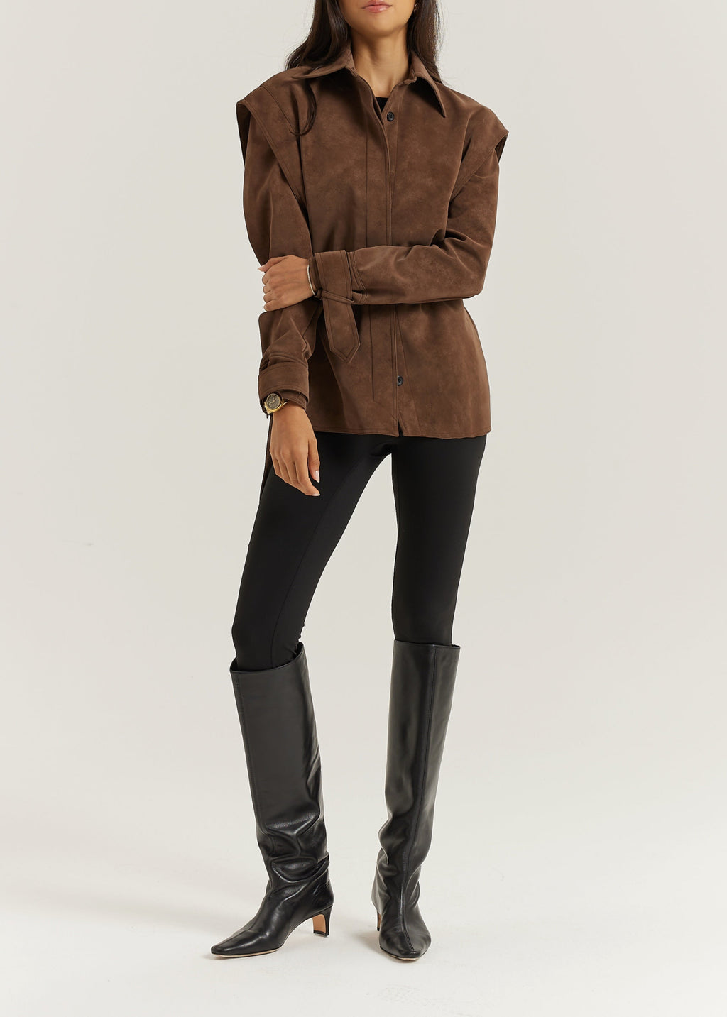 Kyle Faux Suede Shirt Jacket | Cocoa